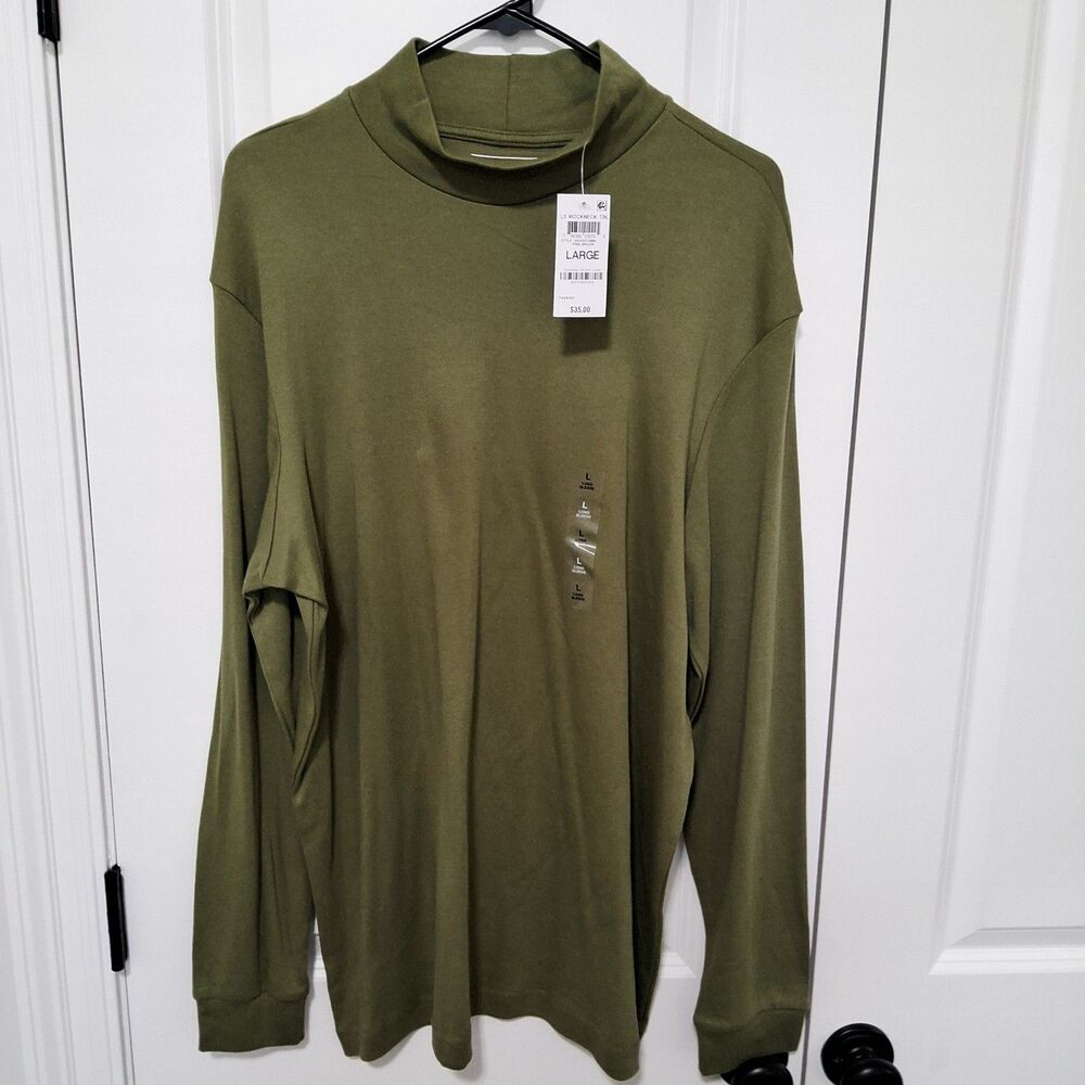 Club Room Men's Mock Long-sleeve Turtleneck Olive Green Size Large NWT